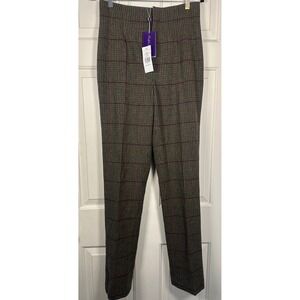 Ralph Lauren 10 Purple Label Alisanne Green Plaid Wool Cashmere Ankle Pants NWT